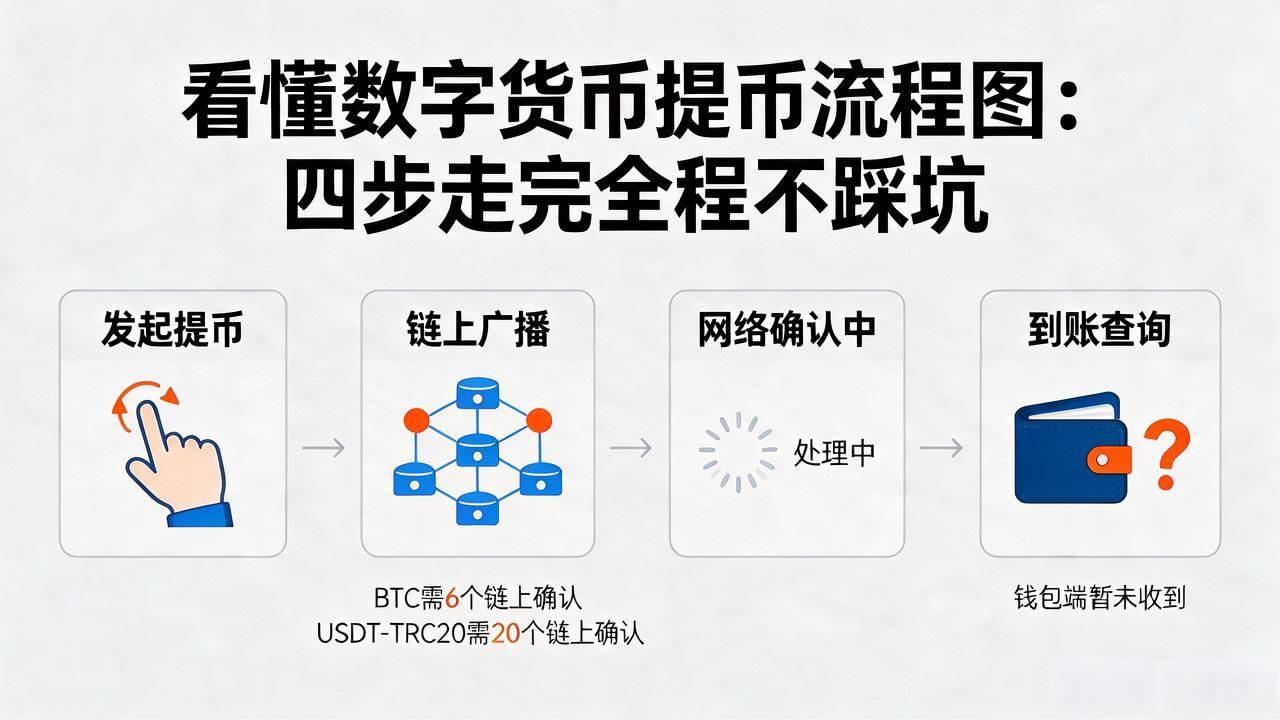 看懂数字货币提币流程图：四步走完全程不踩坑