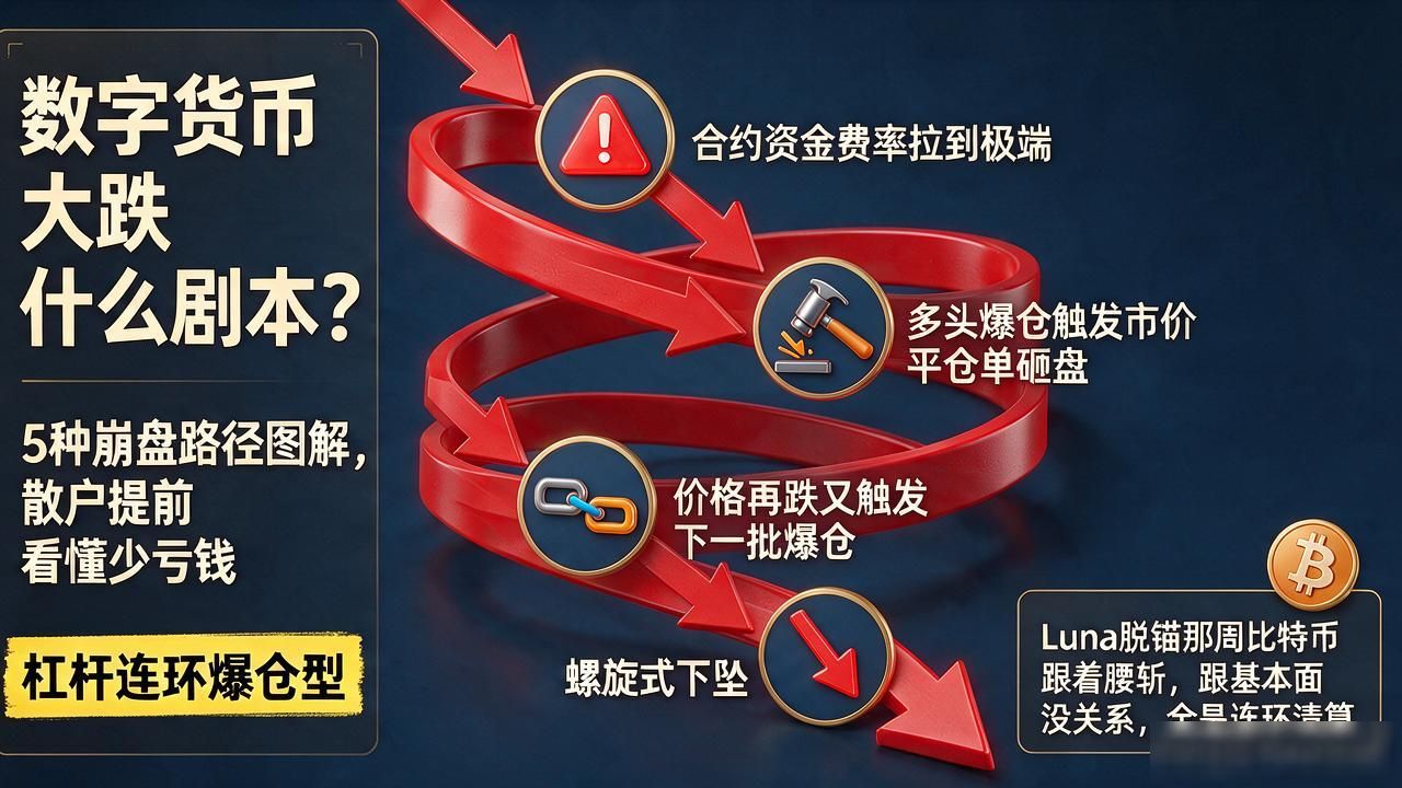 数字货币大跌什么剧本？5种崩盘路径图解，散户提前看懂少亏钱