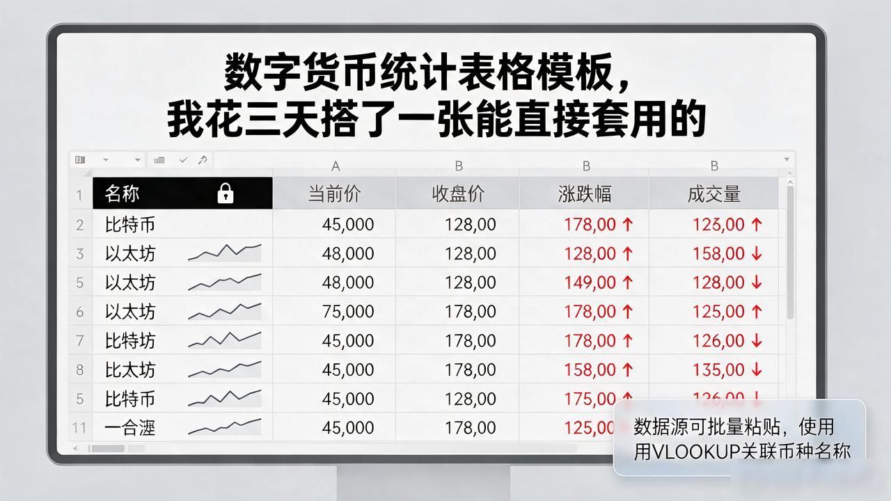 数字货币统计表格模板，我花三天搭了一张能直接套用的