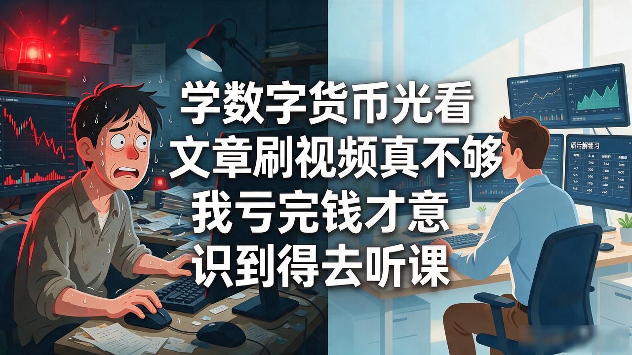 学数字货币光看文章刷视频真不够，我亏完钱才意识到得去听课